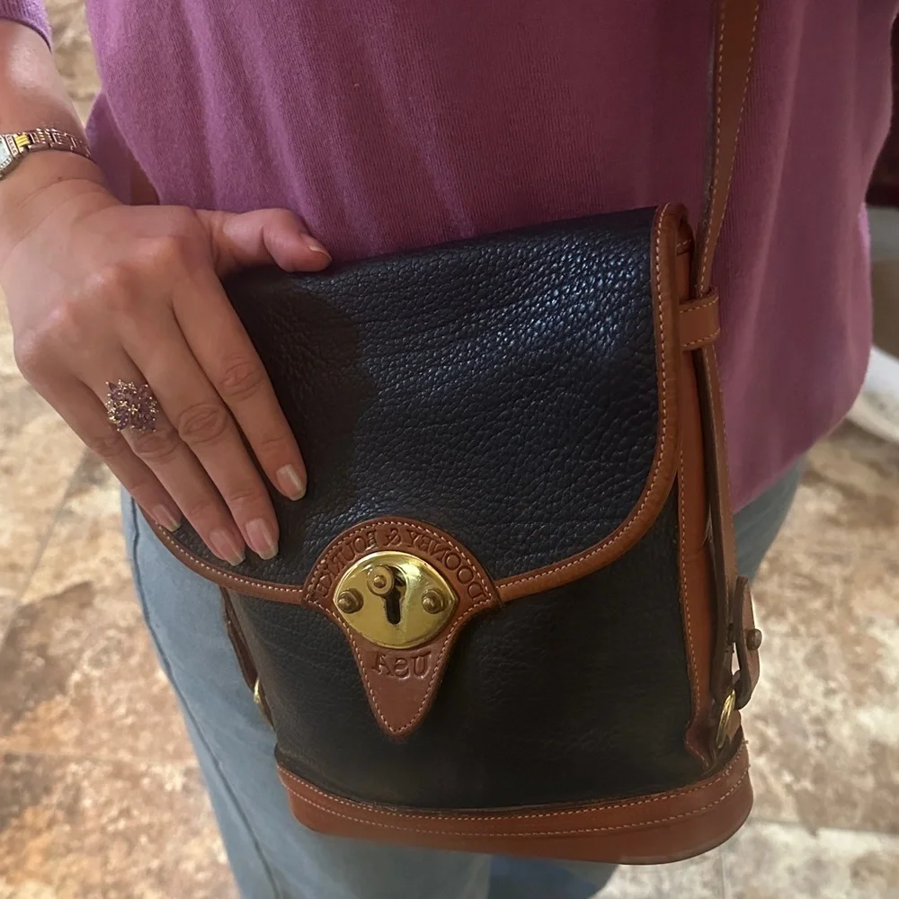 Dooney & Bourke Black and Brown Leather Satchel